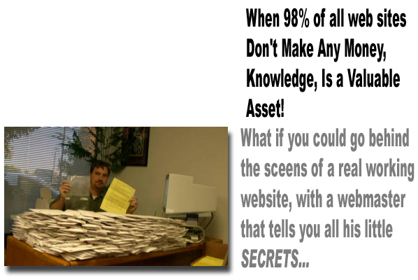 Roger Seher at his desk behind a mountain of free sample envelopes